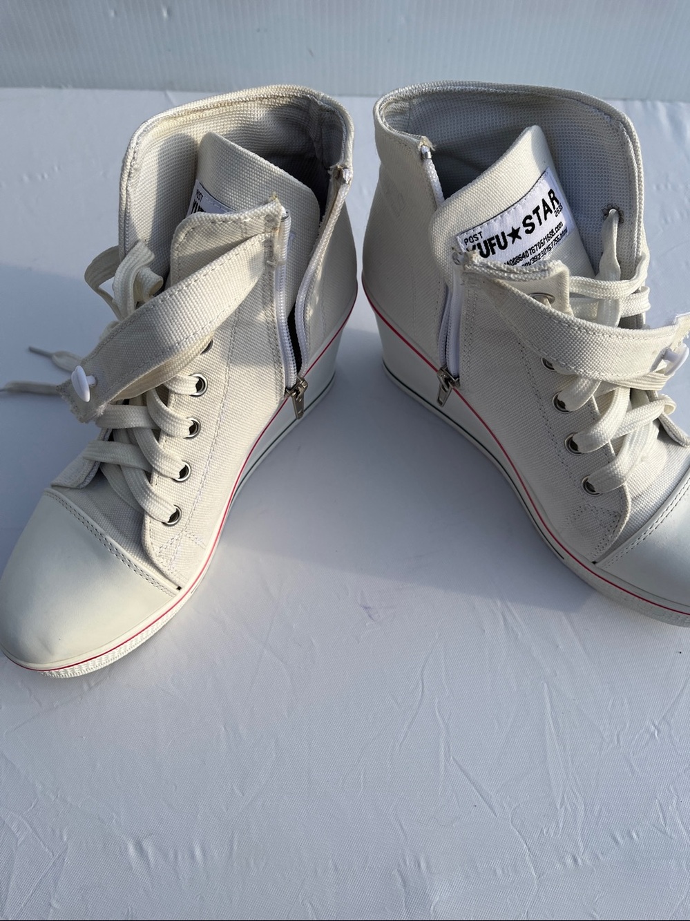 YUFU STAR Women's High-Top Sneakers in White